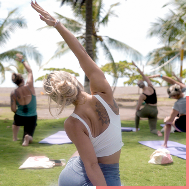 Pilates practice by the sea